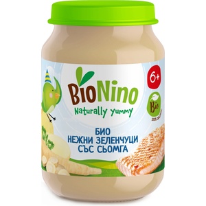 BioNino Био пюре BioNino - Зеленчуци със сьомга, 6 м+, 190 g (BN2416) - ozone
