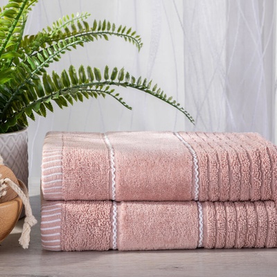 decoDoma Sada 2 ks ručníků TEO pudrově růžová 50 x 90 cm – Zboží Mobilmania