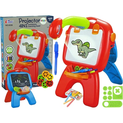 Lean Toys Obojstranná tabuľa Stojan na kriedové perá Projektor Obrázky Červená
