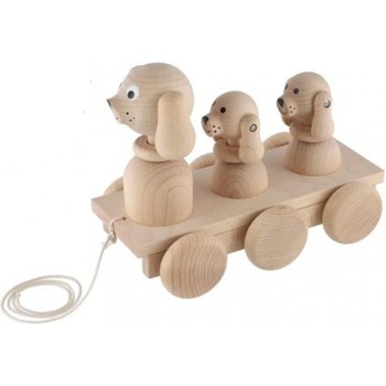 Teddies Три кучета дърпат естествено дърво