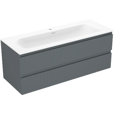 Rivel шкаф за баня 120 см с мивка Vela, 2 чекмеджета, рифелуванa, графит (91A20-12047-2-BFF66-W23M01)