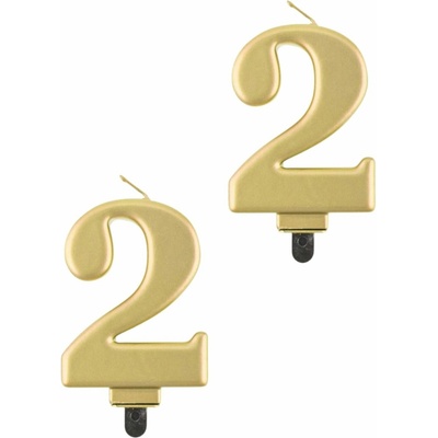 GoDan Narozeninová svíčka na dort 2 metalická zlatá 8 cm – Zboží Dáma