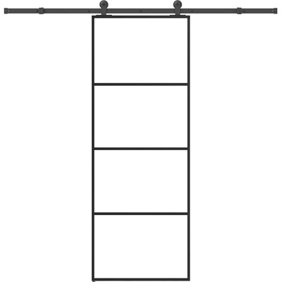 vidaXL Плъзгаща се врата с обков 76x205 см ESG стъкло и алуминий (3332863)