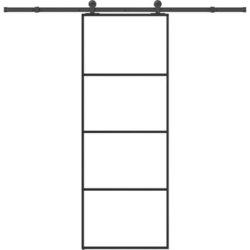vidaXL Плъзгаща се врата с обков 76x205 см ESG стъкло и алуминий (3332863)