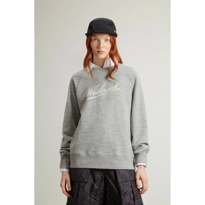 Woolrich Mouline' Fleece Crewneck Medium Grey Logo