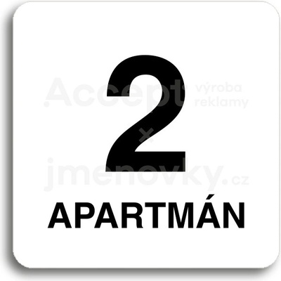 ACCEPT Piktogram 2 apartmán - bílá tabulka - černý tisk bez rámečku