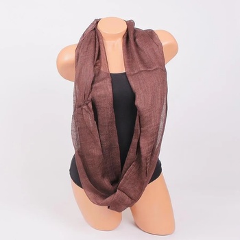 Image 1 of Памучен кръгъл шал в тъмнокафяво