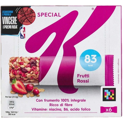 Kellogg's cereálne tyčinky s červeným ovocím 6 x 21,5g