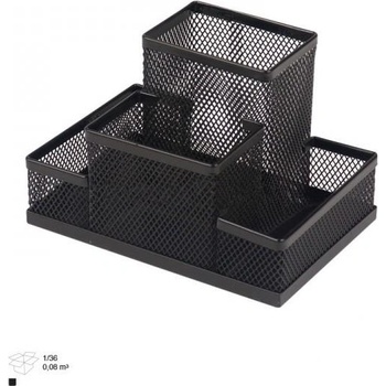 Image 1 of Органайзер за бюро, с 4 отделения, мрежест, метален, черен