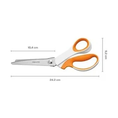 FISKARS Nožnice, cikcak, 24,2 cm, FISKARS "SoftGrip", biela/oranžová
