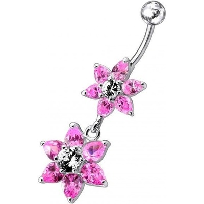Šperky4U stříbrný piercing do pupíku kytičky BP01193-P