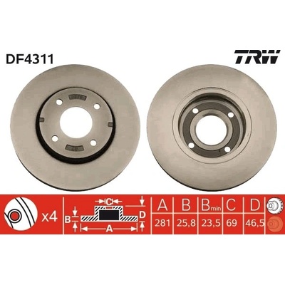 Brzdový kotúč TRW DF4311