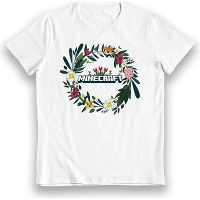 Bioworld Entertainment Minecraft Floral Wreath White Kids T-Shirt biele