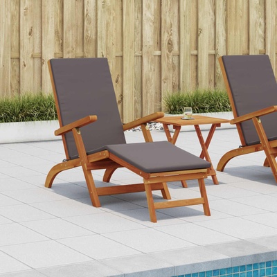 vidaXL Сгъваем и reclining шезлонг 2 pcs Тъмносиво (3415403)