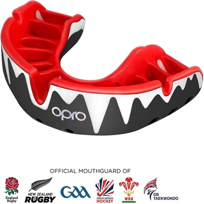Opro Self Fit Platinum Fangz Mouth Guard - Black/White/Red