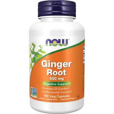 NOW NOW Ginger Root 550mg, 100 Veg Capsules