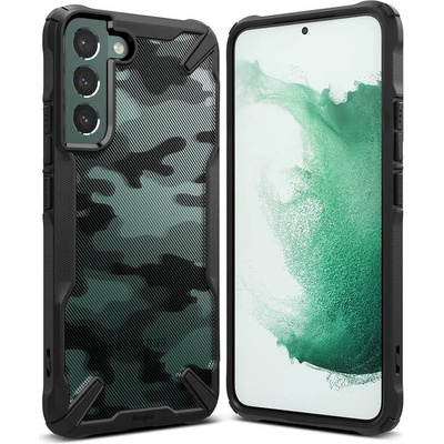 Ringke Противоударен Хибриден Калъф за Samsung S22 Plus, Ringke Fusion X Camouflage Case, Черен (8809848202711)