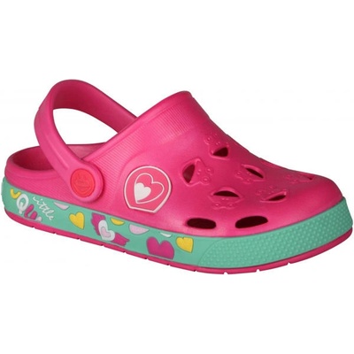 Coqui Froggy ružová tmavo zelená detské sandále
