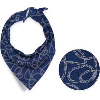 Sandra Biante bavlněný šátek SA 085 Provázkový ornament na modrém