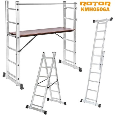 ROTOR Стълба алуминиева, комбинирана тип скеле, 2x6 стъпала, 2.75 м, ROTOR KMH0506A (KMH0506A)