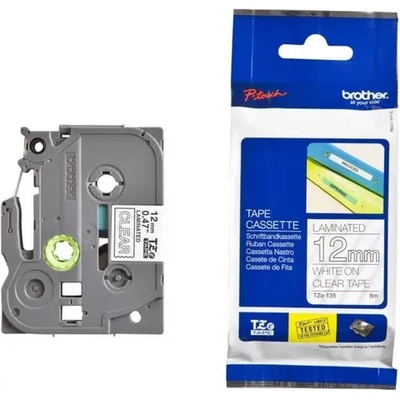 Brother ЛЕНТА ЗА ЕТИКЕТНИ ПРИНТЕРИ BROTHER ТИП TZ - 12 mm x 8, 00 m - WHITE ON CLEAR TAPE - PN TZE135 (TZE-135) (301BRATZE135)
