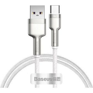 Baseus USB към Type-C кабел за данни, 66 W, 1 m - Baseus Cafule Series Metal (CAKF000102) - Бял