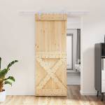 vidaXL Преплъзваща се врата 80 x 210 cm Естествено и бяло (3444942)