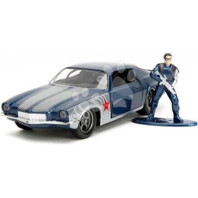 Jada Autíčko Chevrolet Camaro 1973 Marvel kovové s otvárateľnými dverami a figúrka Winter Soldier dĺžka 14 cm 1:32