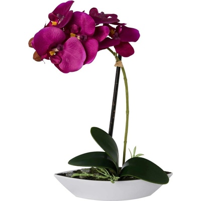 Gasper Umělá orchidej v oválné misce, 30 cm, fialová