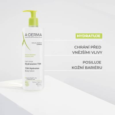 A-DERMA Tělové mléko 72h hydratace 400ml
