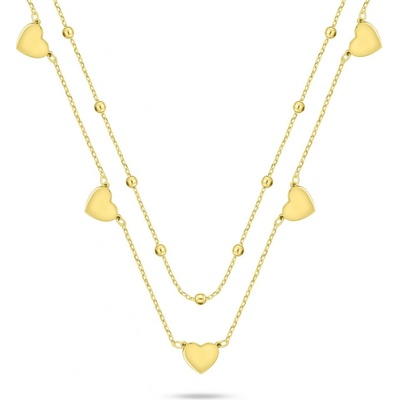 Brilio Silver Dvojitý pozlacený náhrdelník se srdíčky NCL156Y – Hledejceny.cz