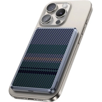 Benks Преносима външна батерия с USB-C порт и безжично зареждане с MagSafe - Benks ArmorGo Aurora Light Magnetic Wireless Power Bank 10000 mAh 15W (черен-зелен) (MP16)