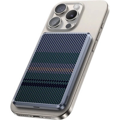 Benks Преносима външна батерия с USB-C порт и безжично зареждане с MagSafe - Benks ArmorGo Aurora Light Magnetic Wireless Power Bank 10000 mAh 15W (черен-зелен) (MP16)