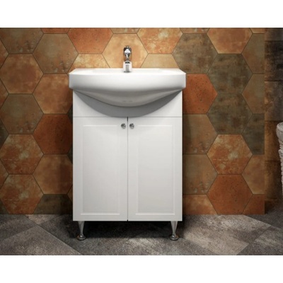 GERA МЕБЕЛ ЗА БАНЯ С УМИВАЛНИК АФРОДИТА 55х85х33-46см С КРАЧЕТА БЯЛ