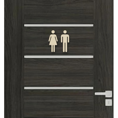 Drevená tabuľka na WC - žena a muž symbol