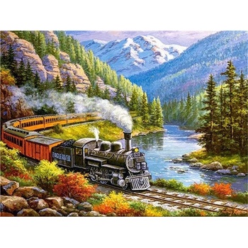Norimpex - Puzzle Diamant painting: Train in a mountain valley 30x40cm - 1 - 39 piese
