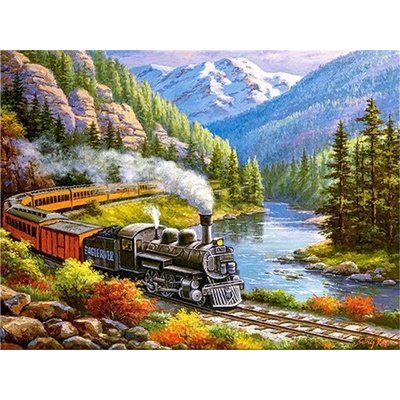 Norimpex - Puzzle Diamant painting: Train in a mountain valley 30x40cm - 1 - 39 piese
