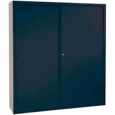 Manutan Expert Kovová spisová skriňa Manutan s posuvnými dverami, 160 x 200 x 45 cm, antracit