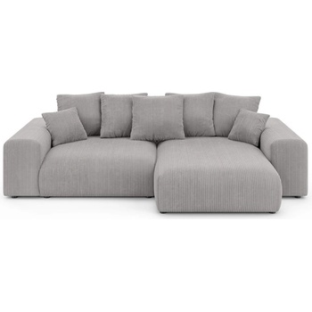 ROPEZ Светлосив разтегателен ъглов диван с място за съхранение от рипсено кадифе (променлив) Luma - Ropez (Luma Naroznik L z f.spania Uniwersalna OT tk. Lincoln 86 ( Davis ))
