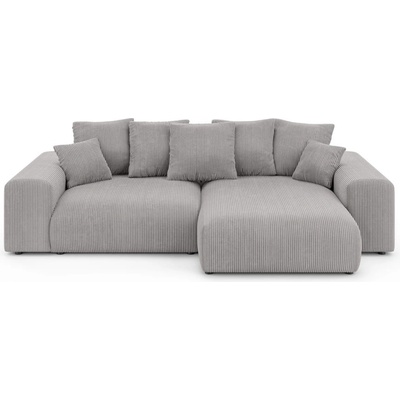 ROPEZ Светлосив разтегателен ъглов диван с място за съхранение от рипсено кадифе (променлив) Luma - Ropez (Luma Naroznik L z f.spania Uniwersalna OT tk. Lincoln 86 ( Davis ))