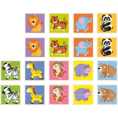 Viga Toys Комплект пъзели Viga - Животни от две части, 36 части (50842)
