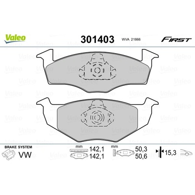 Sada brzdových platničiek kotúčovej brzdy VALEO 301403