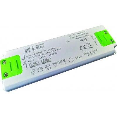 MLED, 30W Nábytkový napájecí zdroj, MLED-24V30W, 24V, 1,25A, IP20