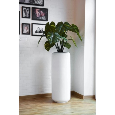 Okrúhly kvetináč MERA, sklolaminát, výška 95 cm, biely mat, outlet