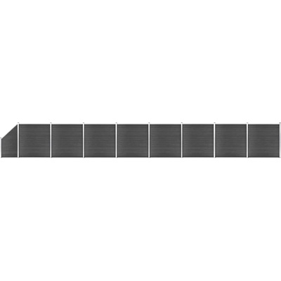 vidaXL Ограден панел, WPC, 1484x(105-186) см, черен (3070444)