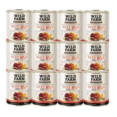 WILD FARM PURE MONO - говеждо с тиква и киноа 12x800 г - монопротеинова храна за кучета