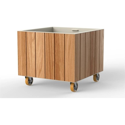 Vondom Květináč na kolečkách Vineyard čtvercový 80x80x71 cm, lakovaný hliník, teak natural