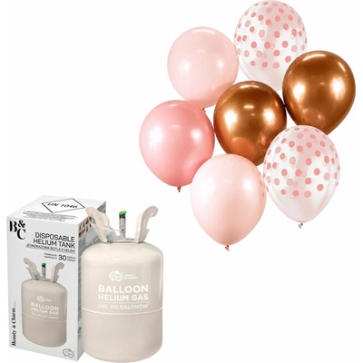 KINGOFBAL Helium a sada latex. balónků chrom. růžová , 30 cm