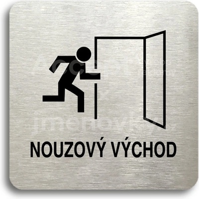 ACCEPT Piktogram nouzový východ II - stříbrná tabulka - černý tisk bez rámečku