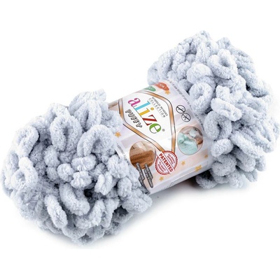 Pletací příze Alize Puffy 100 g Varianta: 27 (416) šedá světlá, Balení: 1 ks 48994/118529/241197